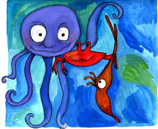128-pulpo cangrejo y calamar