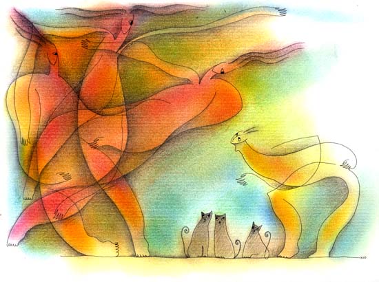 148-trazo personas y gatos a color